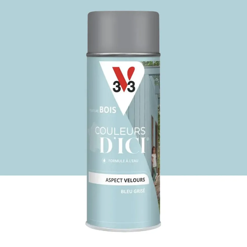 Aérosol Peinture pour Bois Extérieurs V33 Couleurs d'ICI Velours Bleu grisé