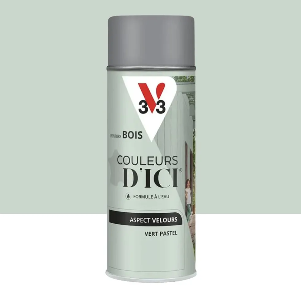 Aérosol Peinture pour Bois Extérieurs V33 Couleurs d'ICI Velours Vert pastel