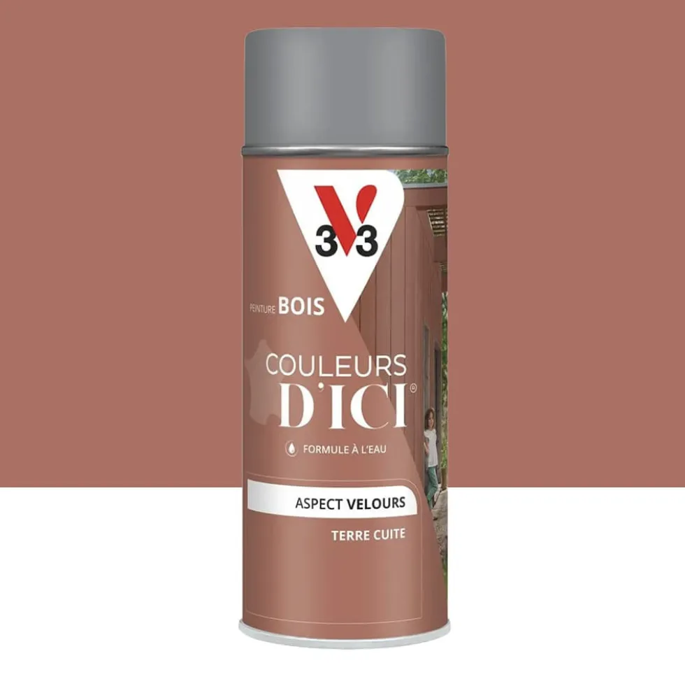 Aérosol Peinture pour Bois Extérieurs V33 Couleurs d'ICI Velours Terre cuite