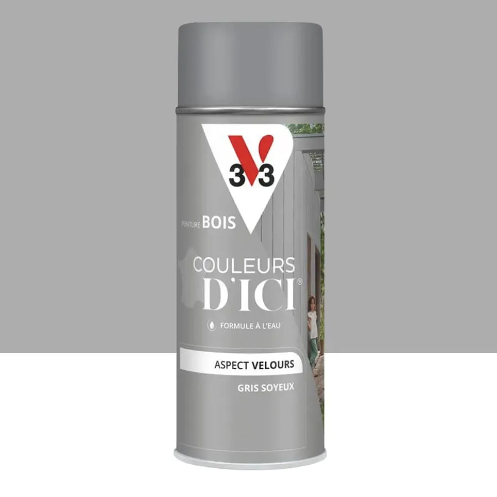 Aérosol Peinture pour Bois Extérieurs V33 Couleurs d'ICI Velours Gris soyeux