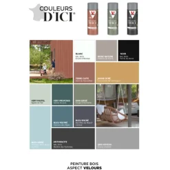 Aérosol Peinture pour Bois Extérieurs V33 Couleurs d'ICI Velours Noir