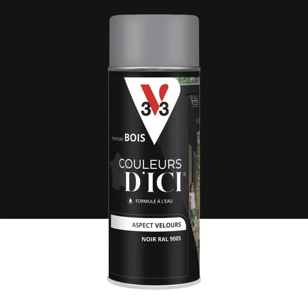 Aérosol Peinture pour Bois Extérieurs V33 Couleurs d'ICI Velours Noir