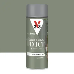Aérosol Peinture pour Bois Extérieurs V33 Couleurs d'ICI Velours Kaki grisé