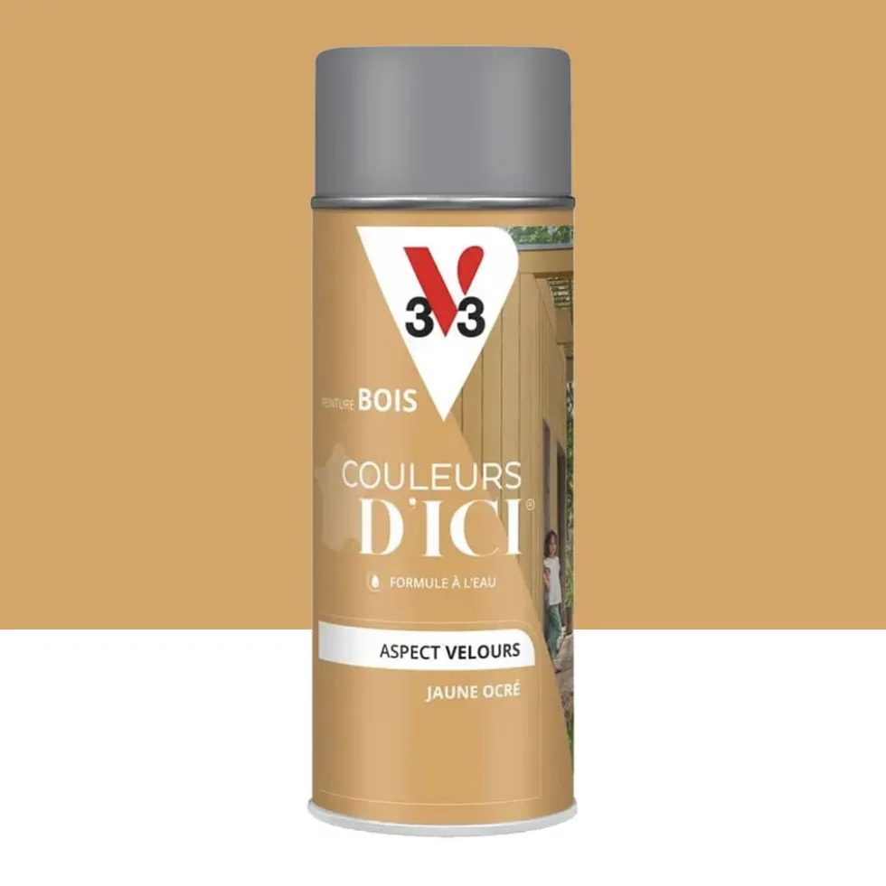 Aérosol Peinture pour Bois Extérieurs V33 Couleurs d'ICI Velours Jaune ocré