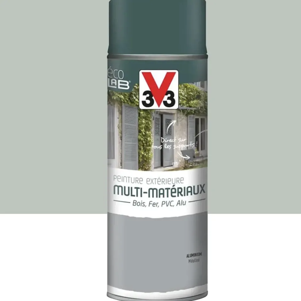 Bombe de Peinture aérosol V33 Déco LAB Extérieure Multi-Matériaux Aluminium Métallisé