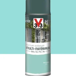 Bombe de Peinture aérosol V33 Déco LAB Extérieure Multi-Matériaux Bleu lagune Satin