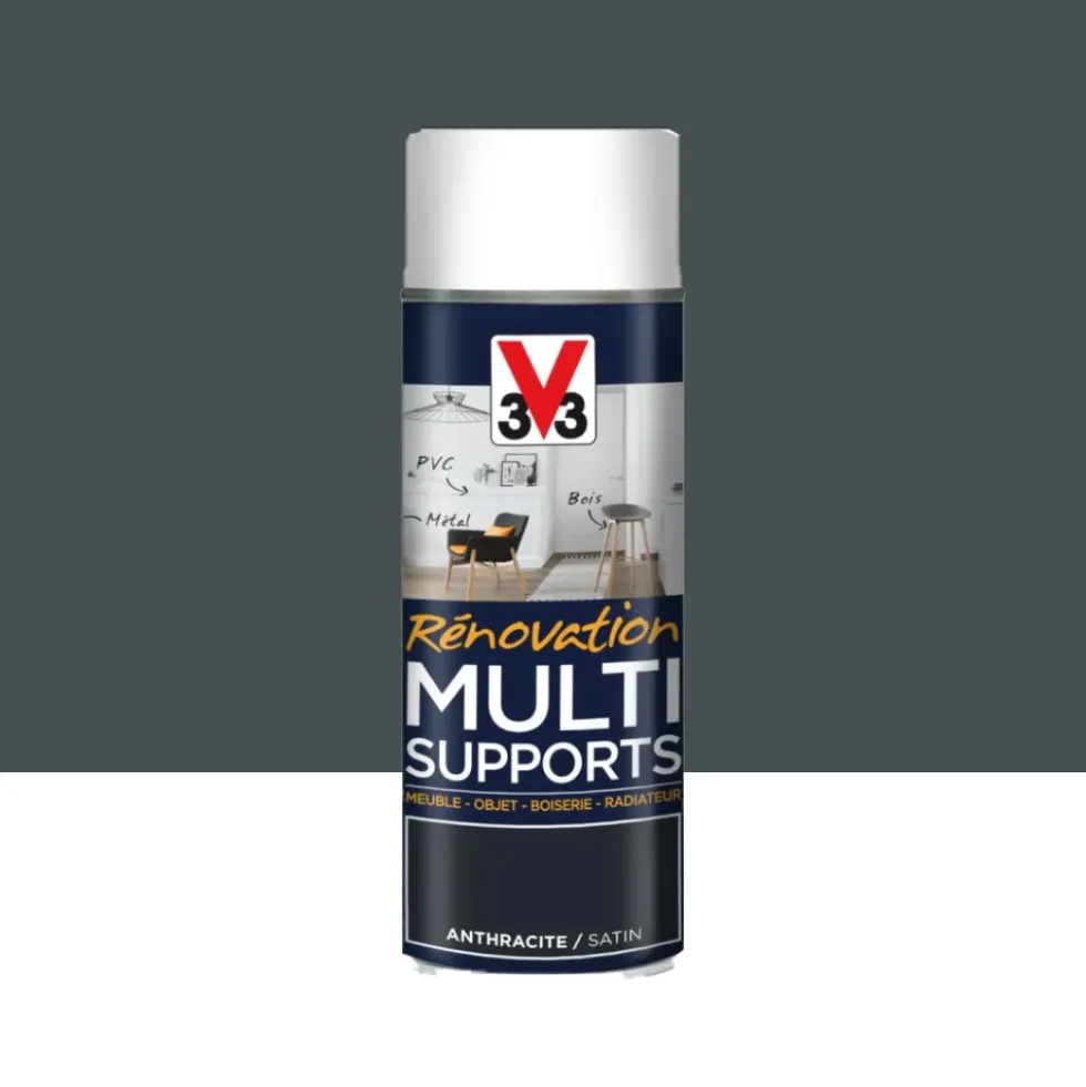 Bombe de peinture V33 Rénovation Multi-Supports Anthracite