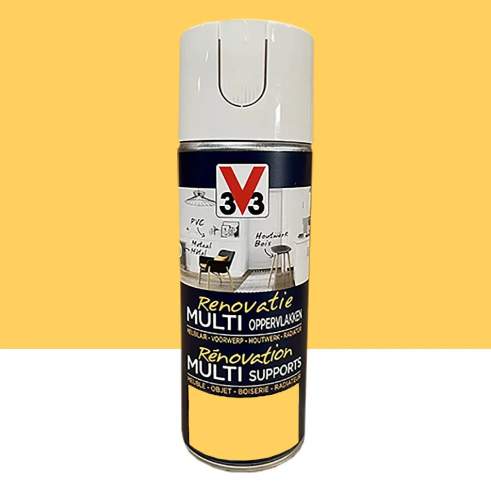 Bombe de peinture V33 Rénovation Multi-Supports Jaune tournesol