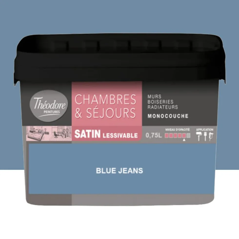 Chambres & Séjours Théodore Satin Monocouche Blue Jeans