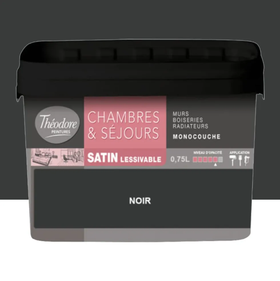 Chambres & Séjours Théodore Satin Monocouche Noir