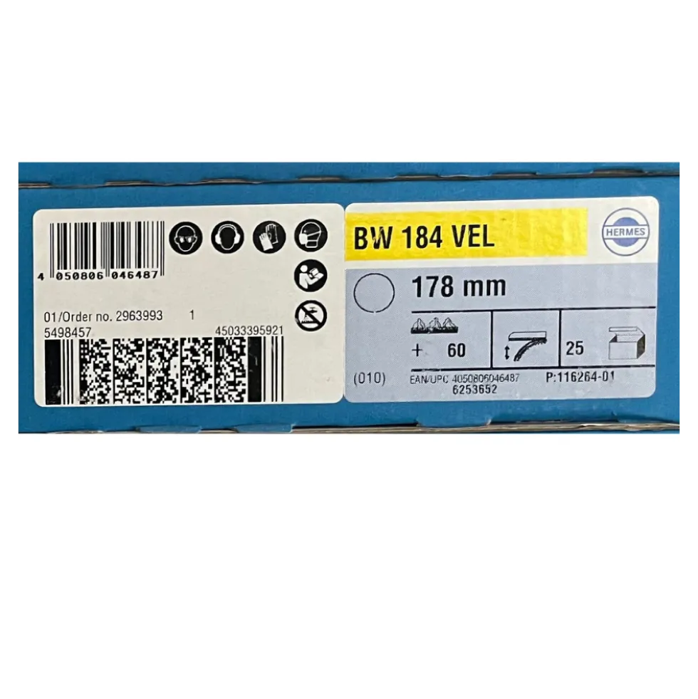 Disque à poncer HERMES BW 184 Velcros 178mm P60
