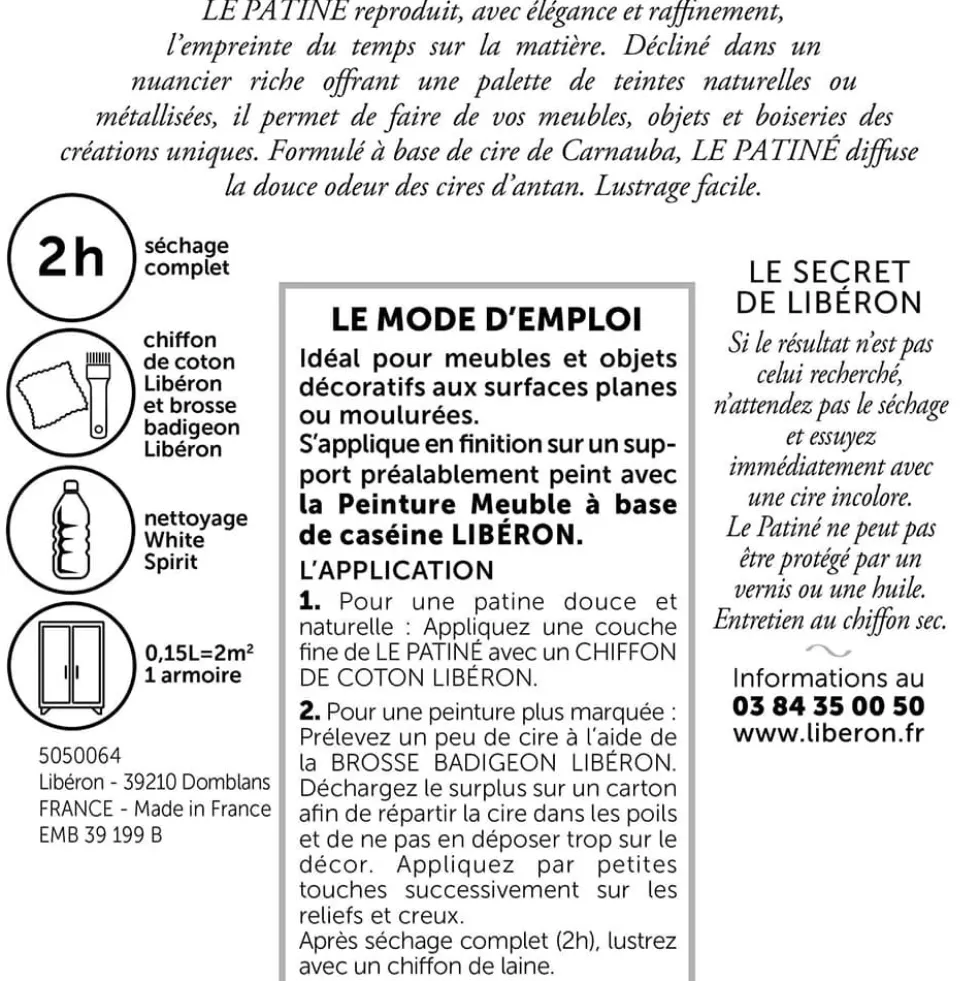 Effet décoratif ciré LIBÉRON Le Patiné Blanc colombe