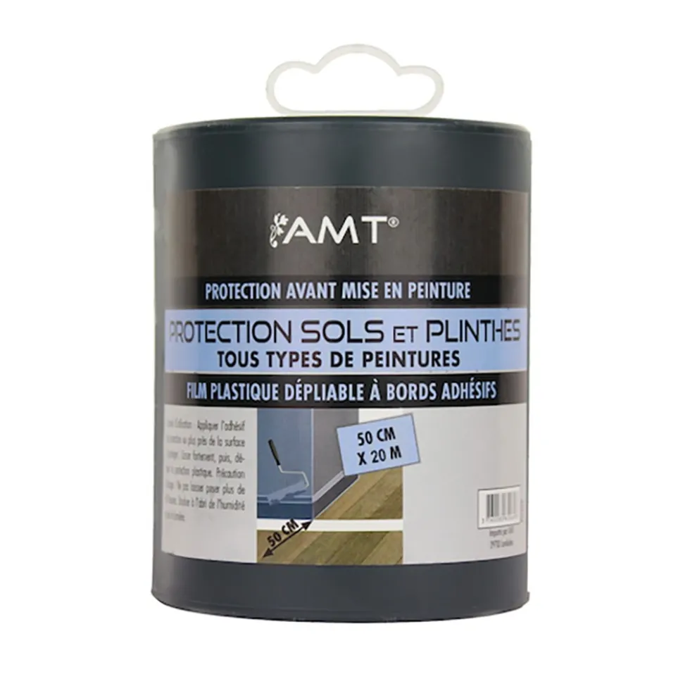 Film Plastique Dépliable de Protection À Bords Adhésifs Sols et Plinthes AMT - 50cmx20m (RO29)