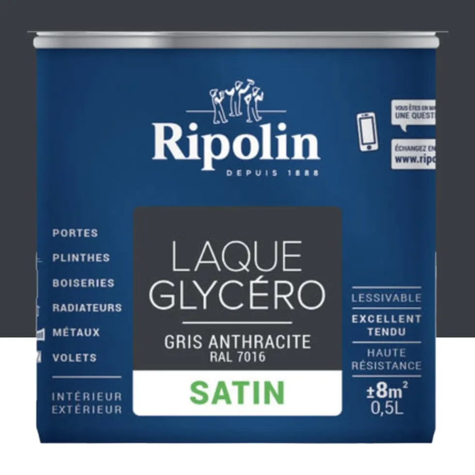 Laque Glycéro Ripolin Satin Gris Anthracite