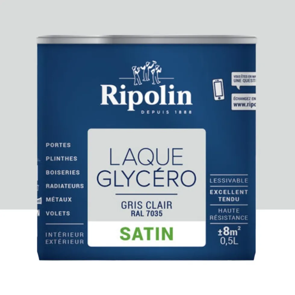 Laque Glycéro Ripolin Satin Gris Clair