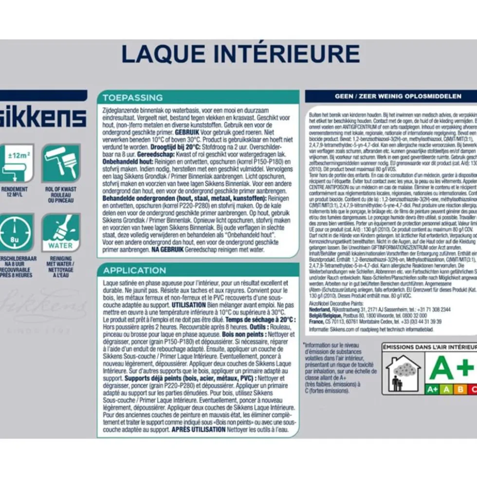 Laque intérieure SIKKENS Blanc sable