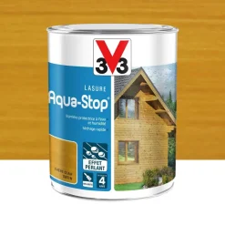 Lasure Aqua-Stop 4 ans Effet Perlant V33 Chêne clair
