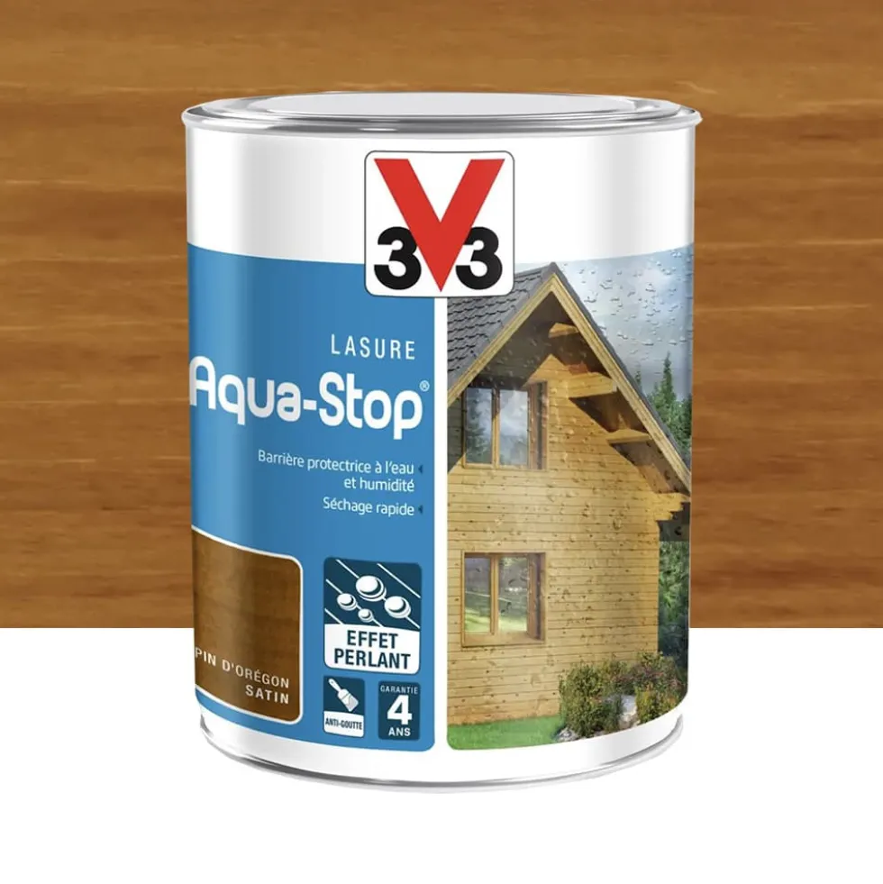 Lasure Aqua-Stop 4 ans Effet Perlant V33 Pin d'Orégon