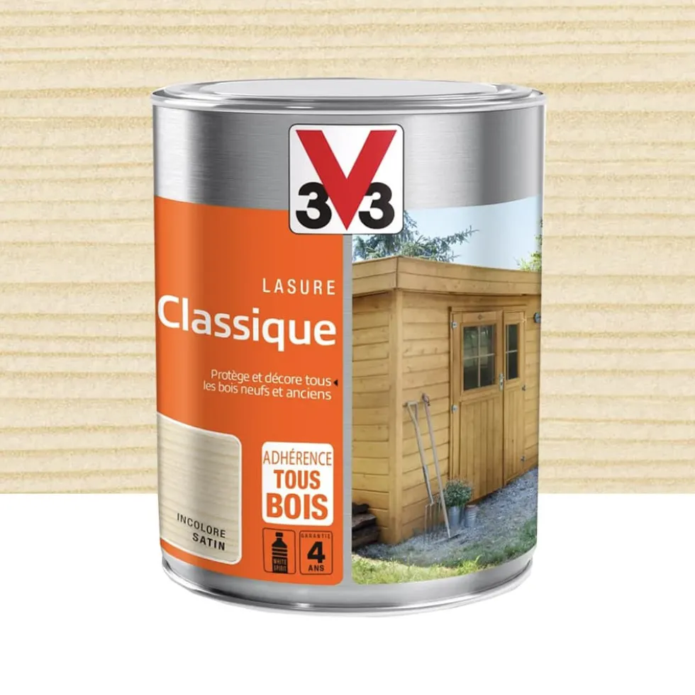 Lasure Classique 4 ans Adhérence Tous bois V33 Incolore