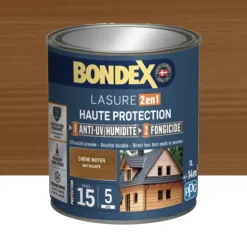 Lasure 2en1 BONDEX Haute Protection 5ans Chêne Moyen Mat velouté