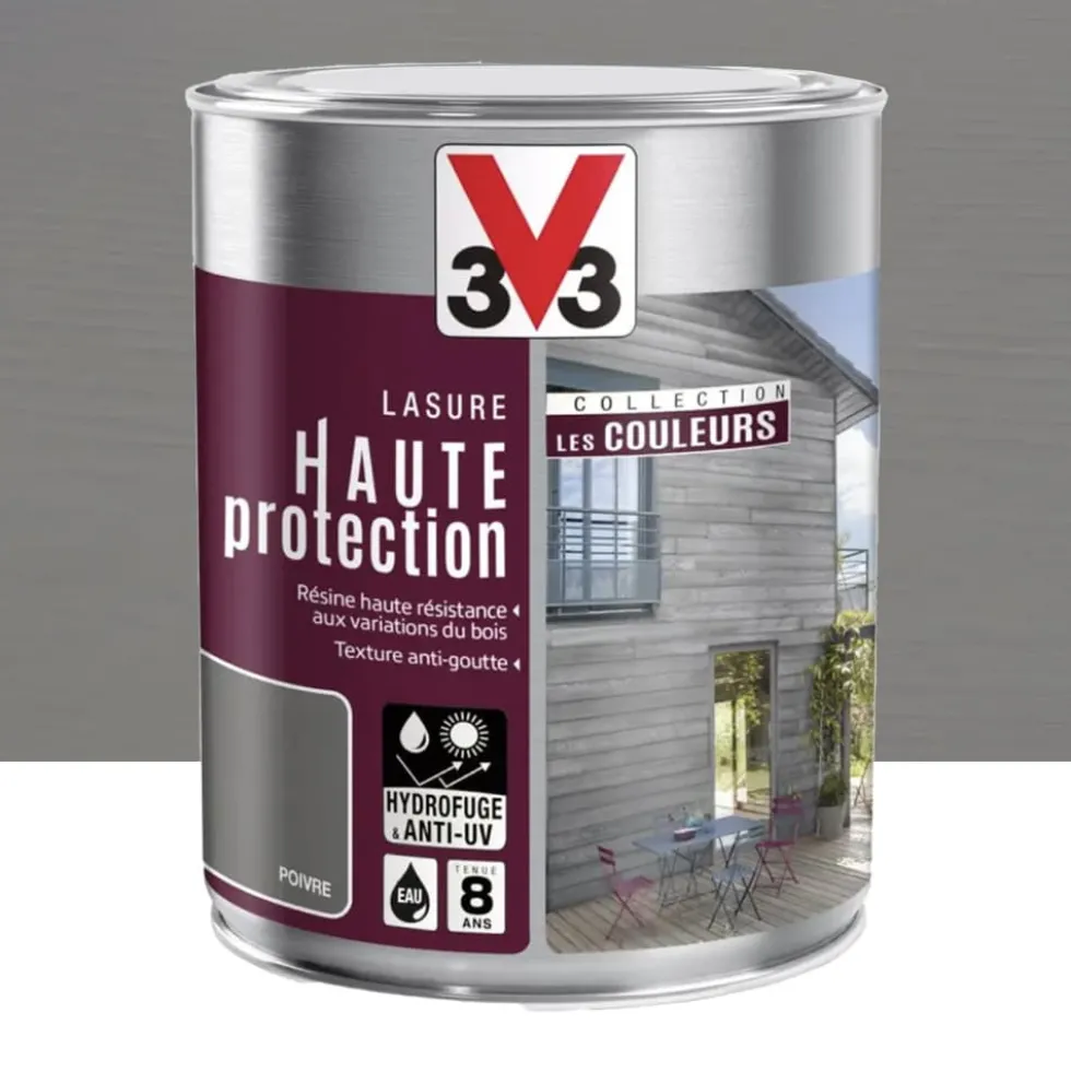 Lasure Haute Protection V33 Les Couleurs 8 ans Poivre