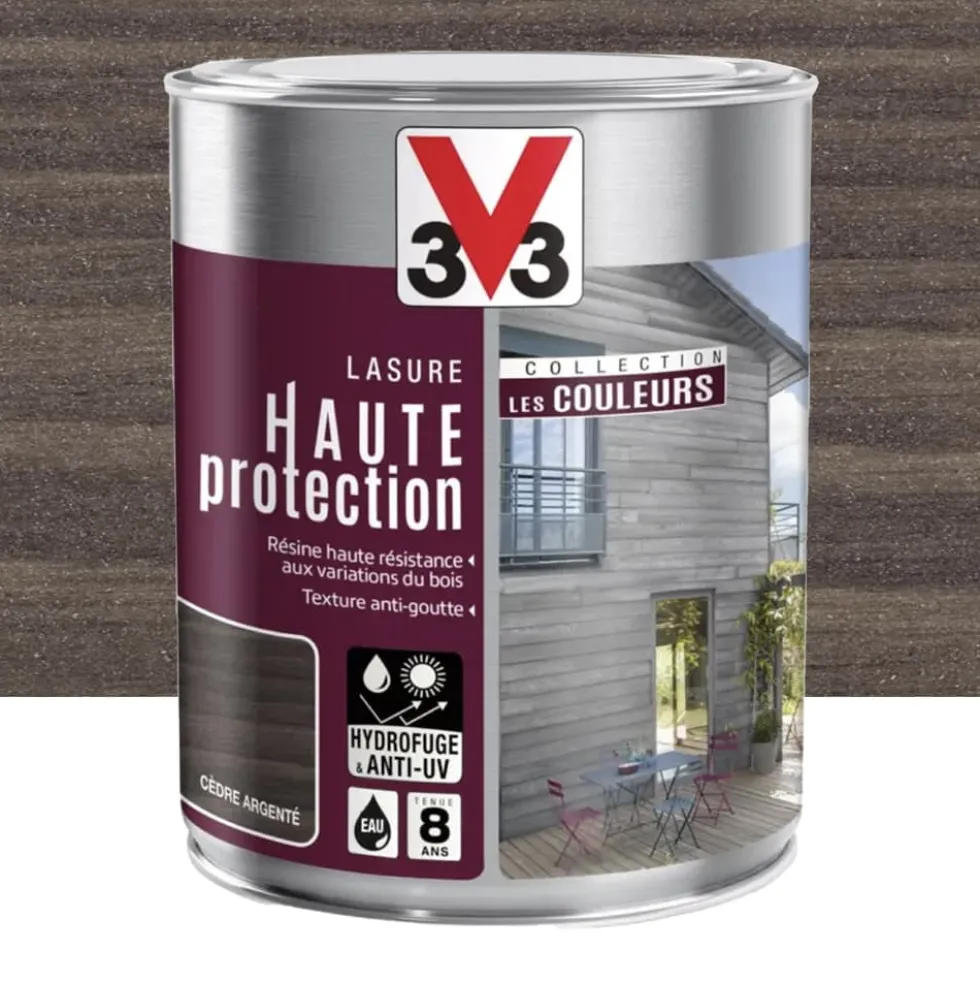 Lasure Haute Protection V33 Les Couleurs 8 ans Cèdre Argenté