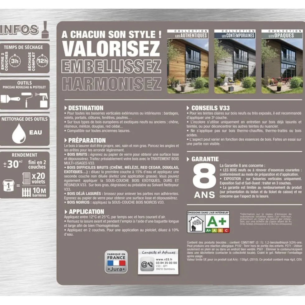 Lasure Haute Protection V33 Les Authentiques Acajou