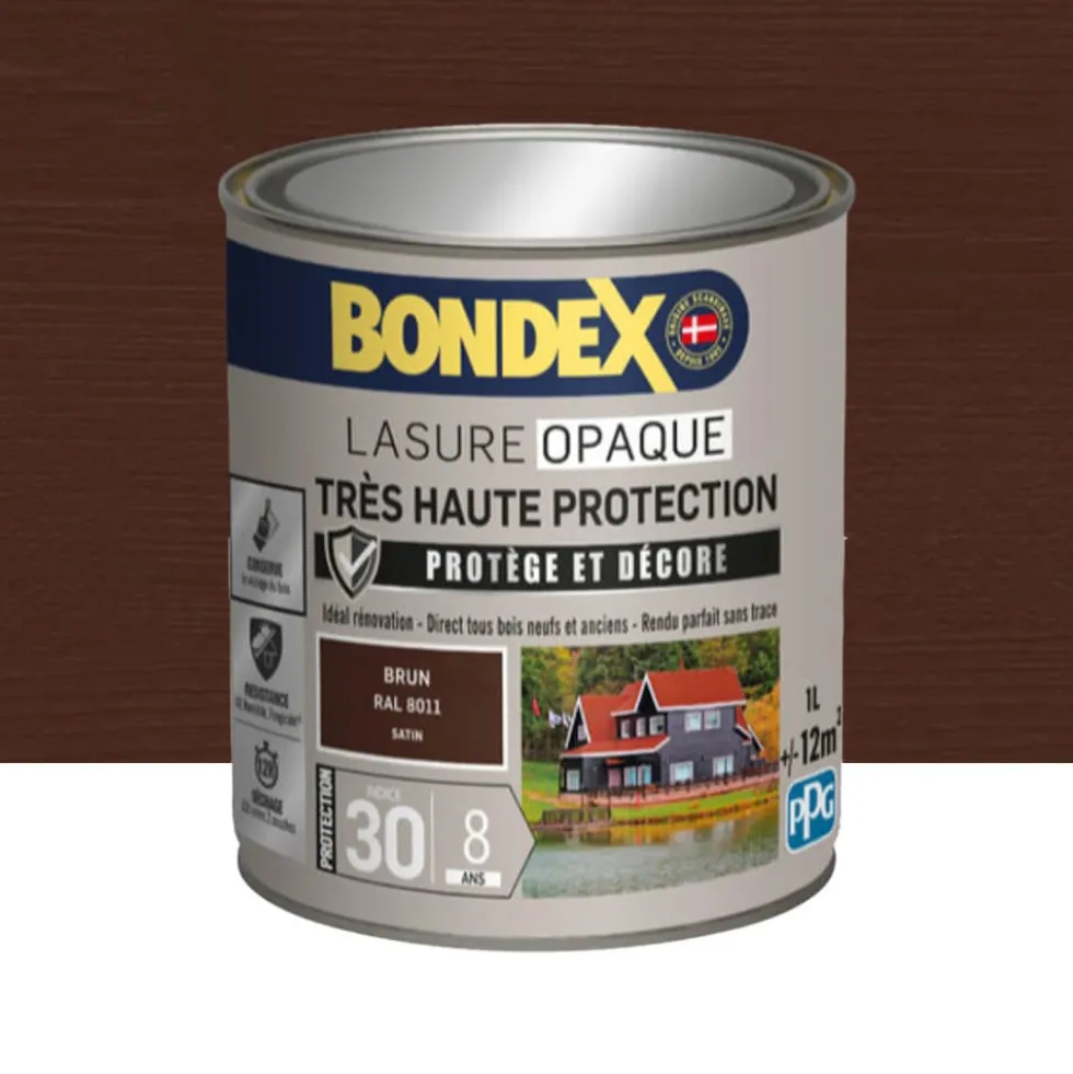 Lasure opaque BONDEX Très Haute Protection 8 ans Brun (ral 8011)