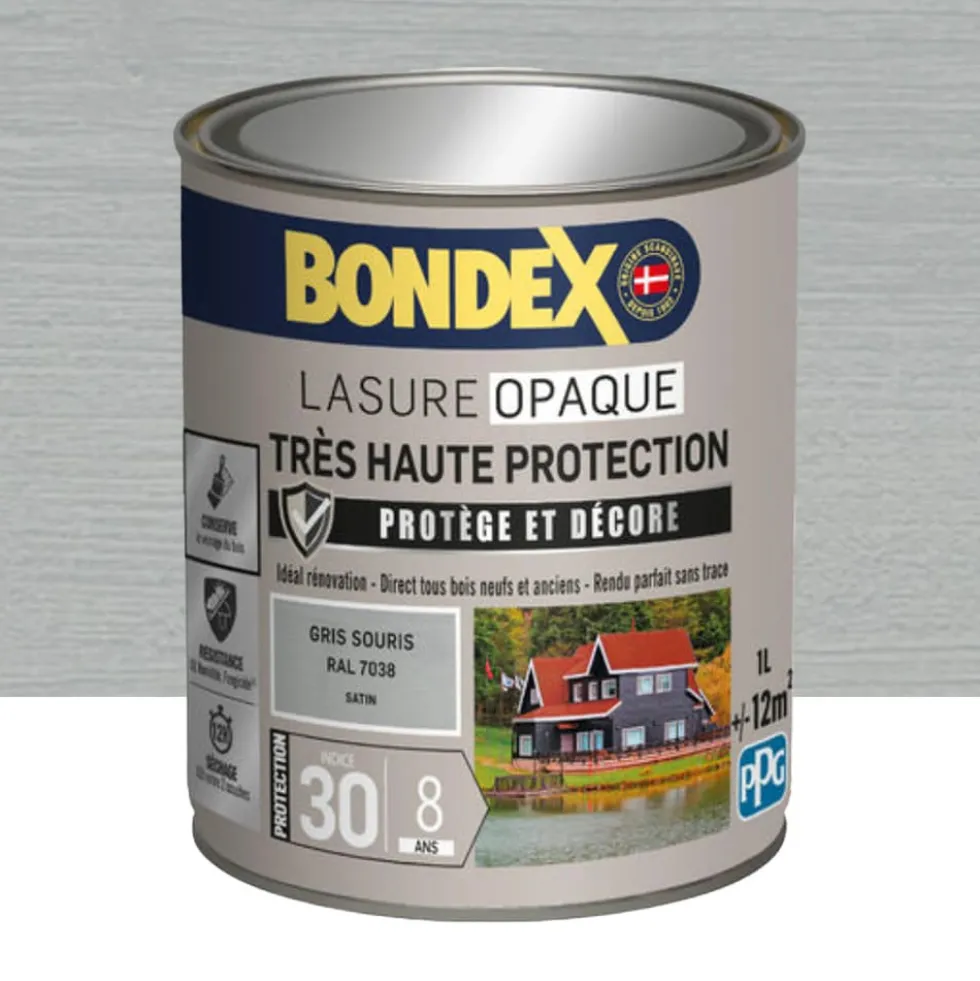 Lasure opaque BONDEX Très Haute Protection 8 ans Gris souris (ral 7038)