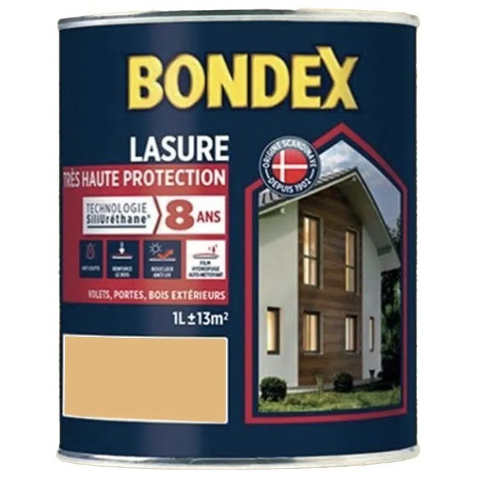 Lasure Très Haute Protection Siliuréthane 8 ans BONDEX Chêne naturel