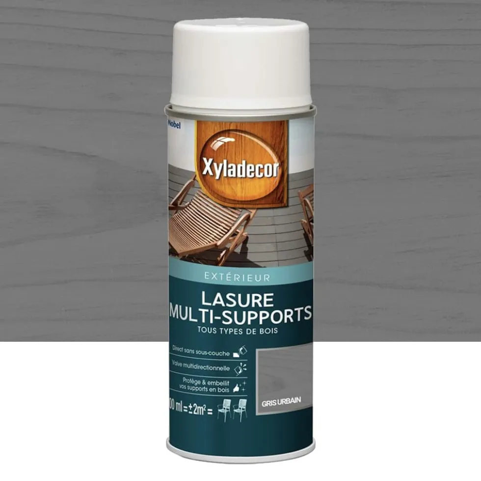 Lasure Xyladécor Multi-supports aérosol Gris urbain