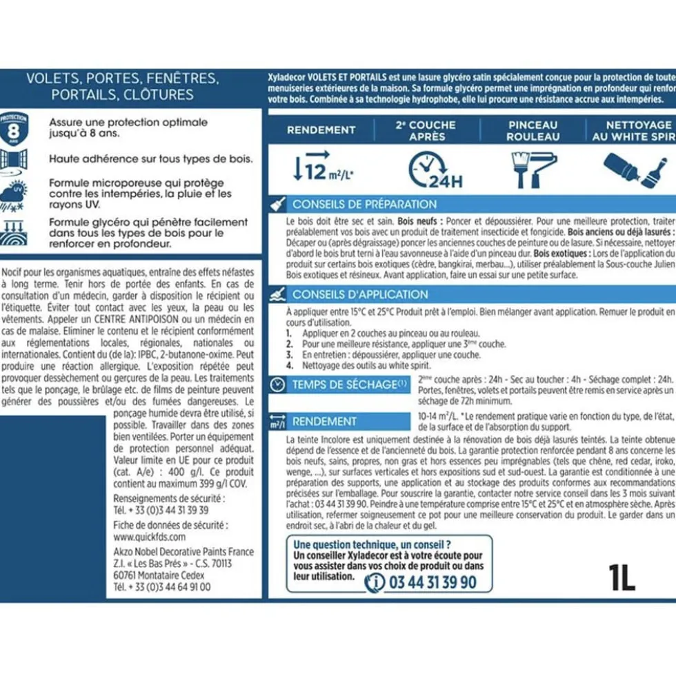 Lasure Xyladécor Volets & Portails Glycéro 8ans Noyer