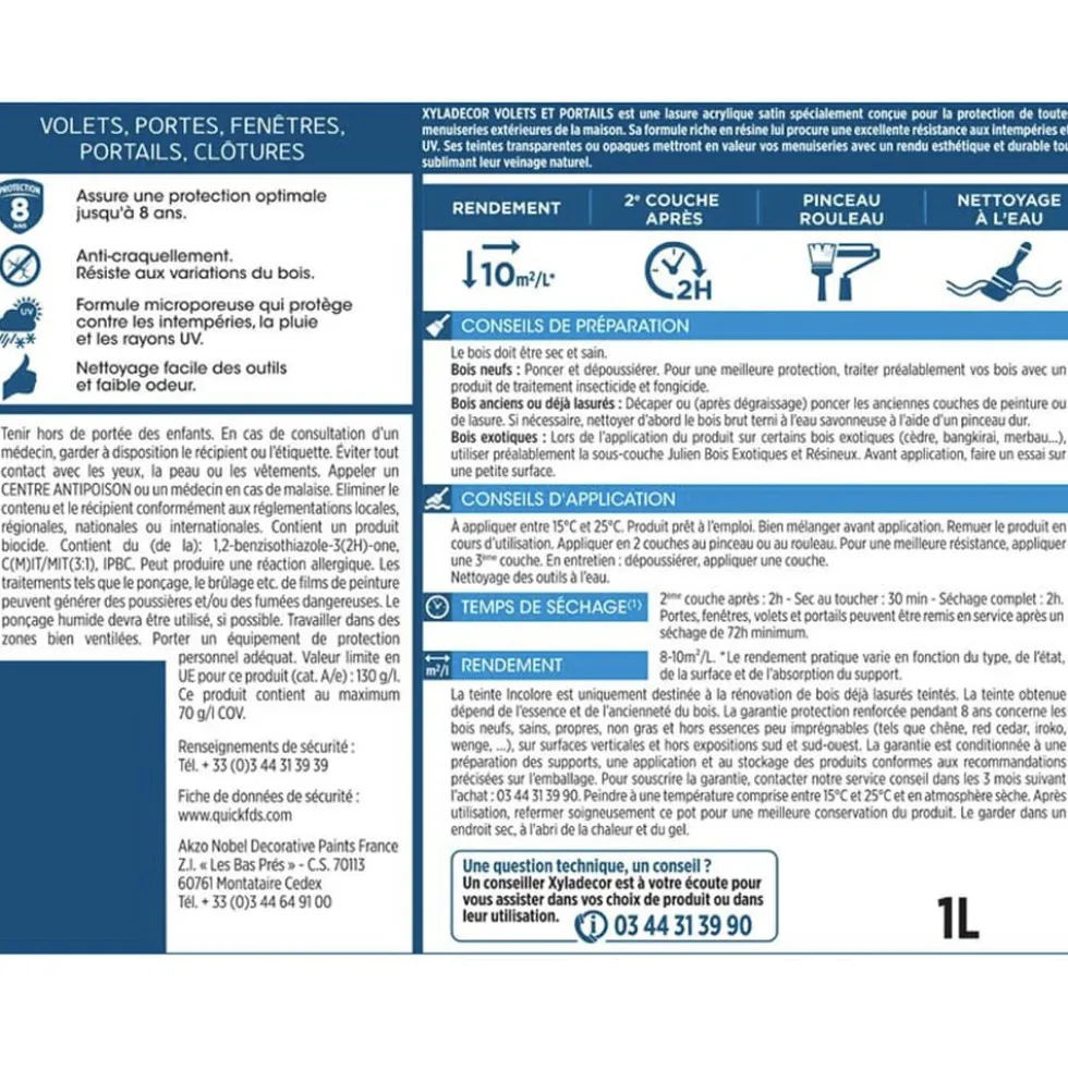 Lasure Xyladécor Volets & Portails 8ans Lin opaque