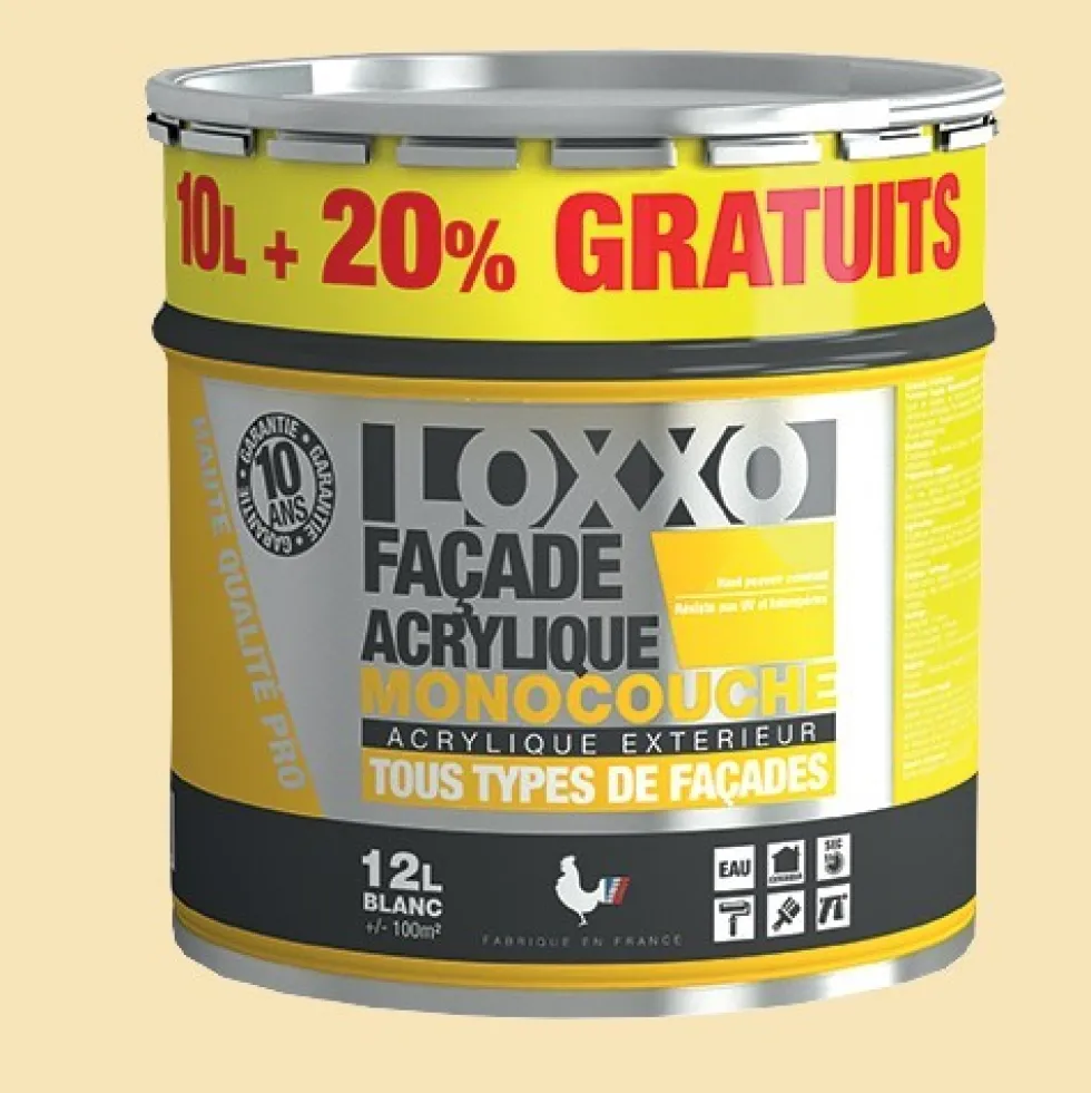 LOXXO Peinture Façade Acrylique 12L Ton Pierre