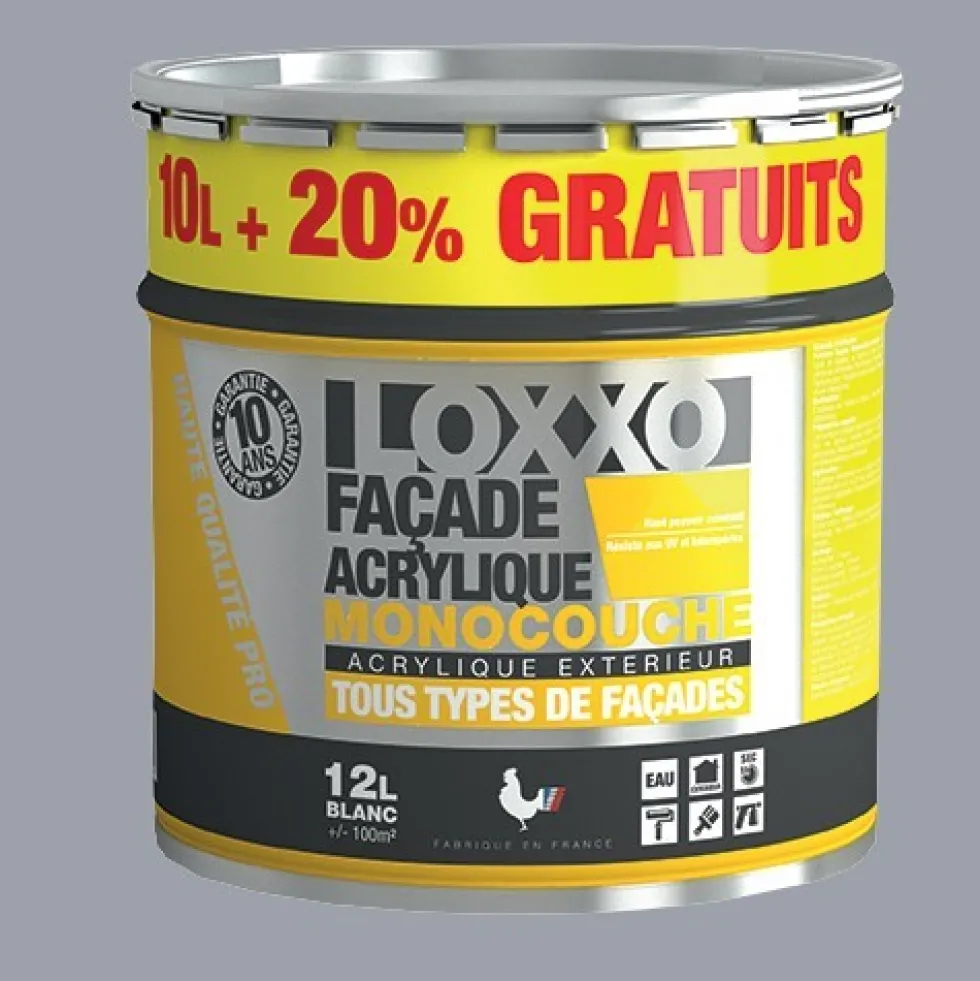 LOXXO Peinture Façade Acrylique 12L Ciment RAL 7040