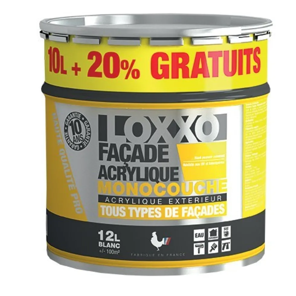 LOXXO Peinture Façade Acrylique 12L Blanc