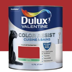 Peinture acrylique Dulux Valentine Color Resist Cuisine & Bains Rouge industriel