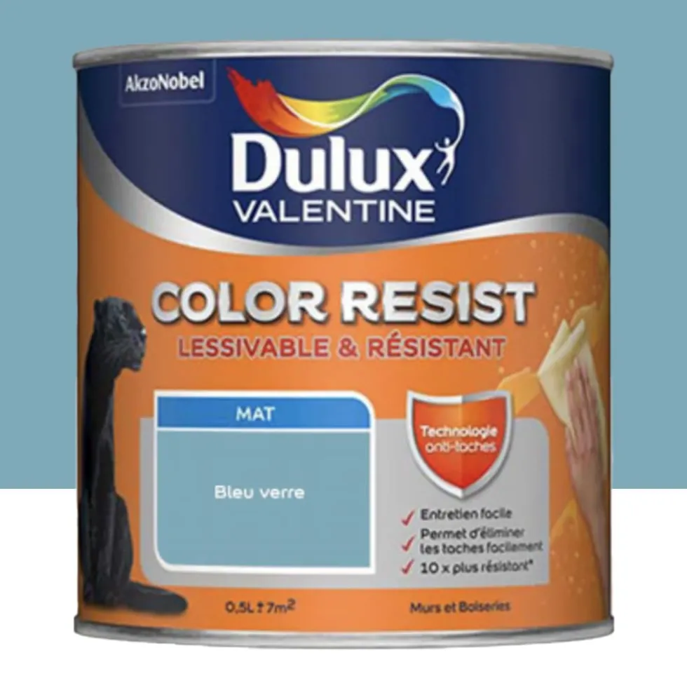 Peinture acrylique Dulux Valentine Color Resist Mat Bleu verre