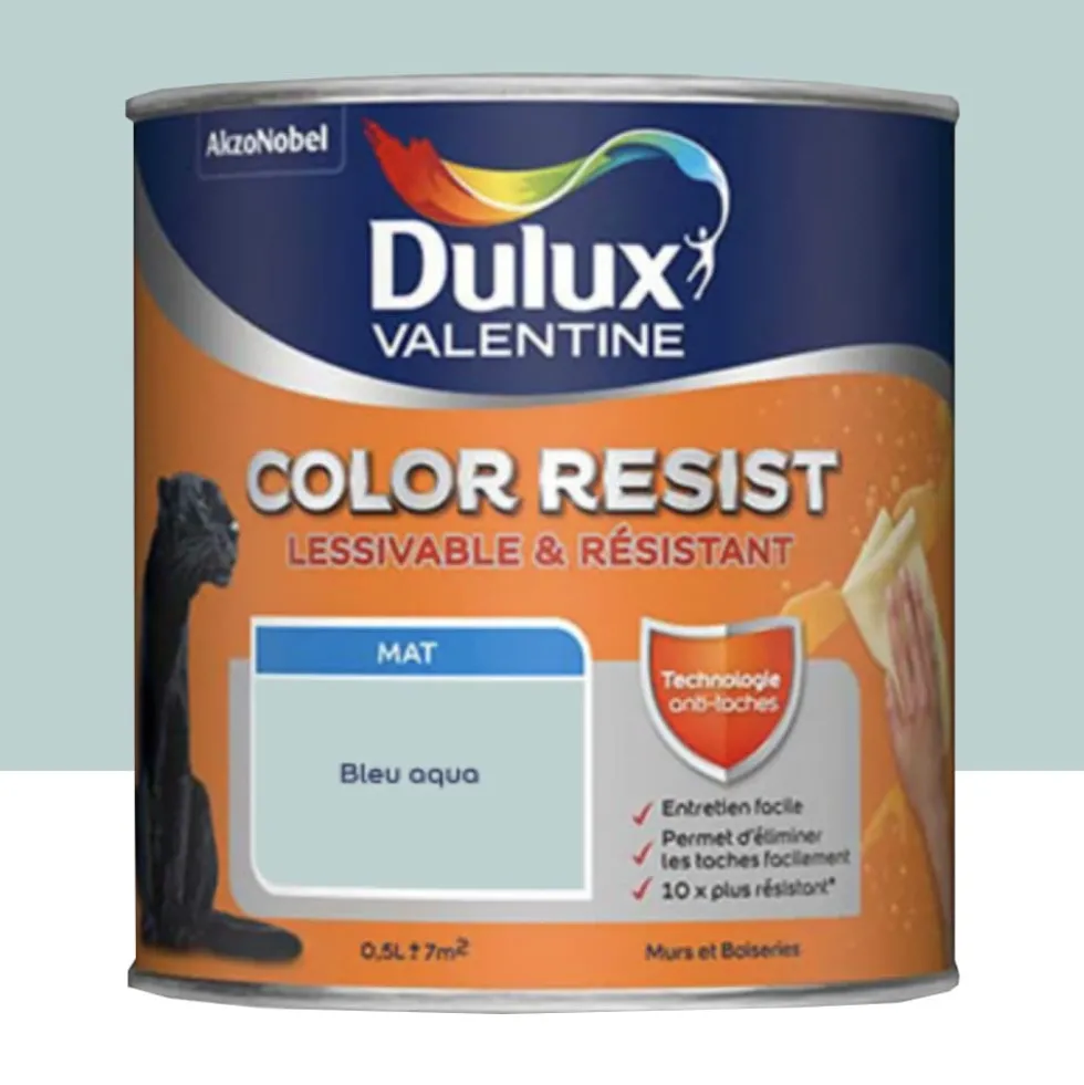 Peinture acrylique Dulux Valentine Color Resist Mat Bleu aqua