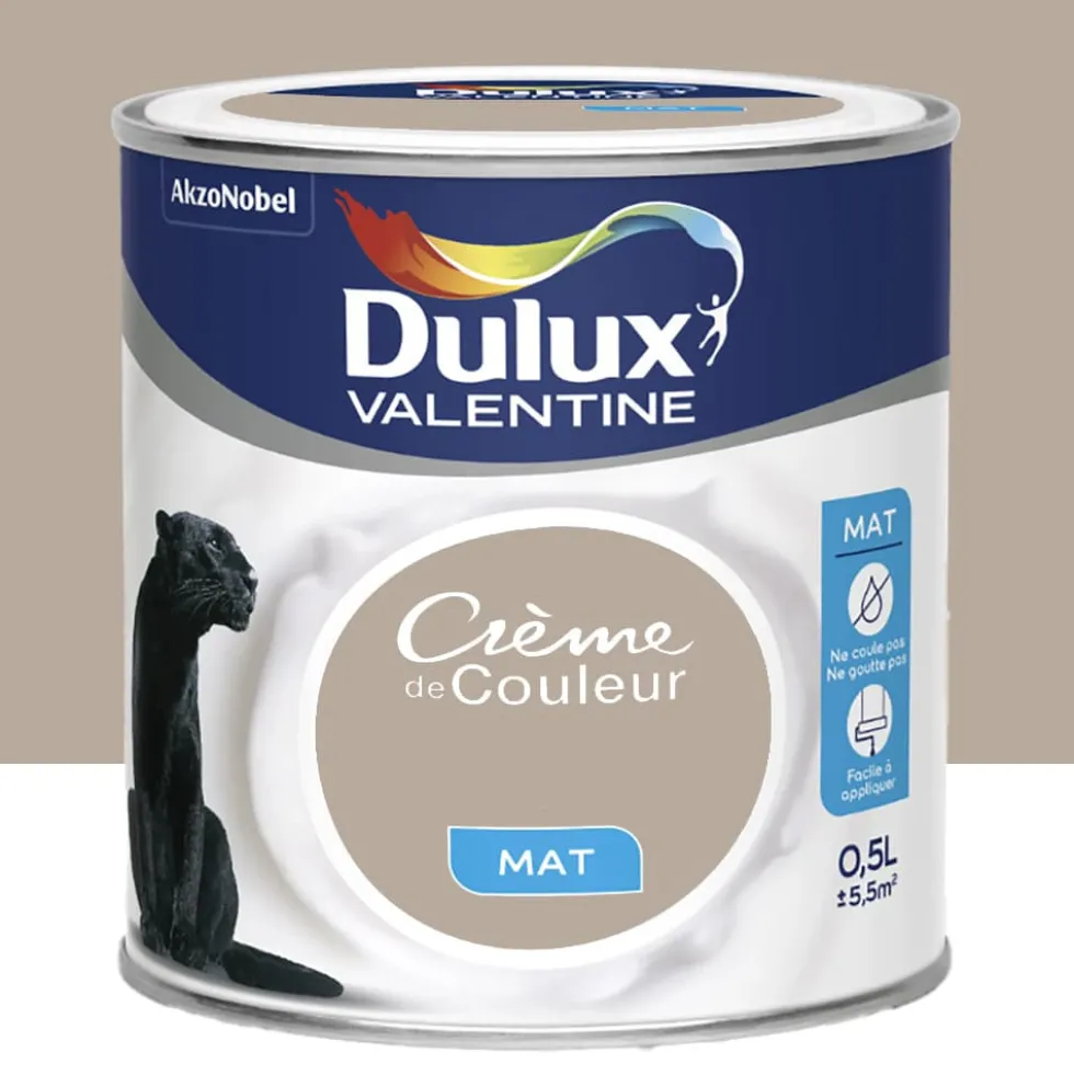 Peinture acrylique mat DULUX VALENTINE Crème de couleur Gazelle