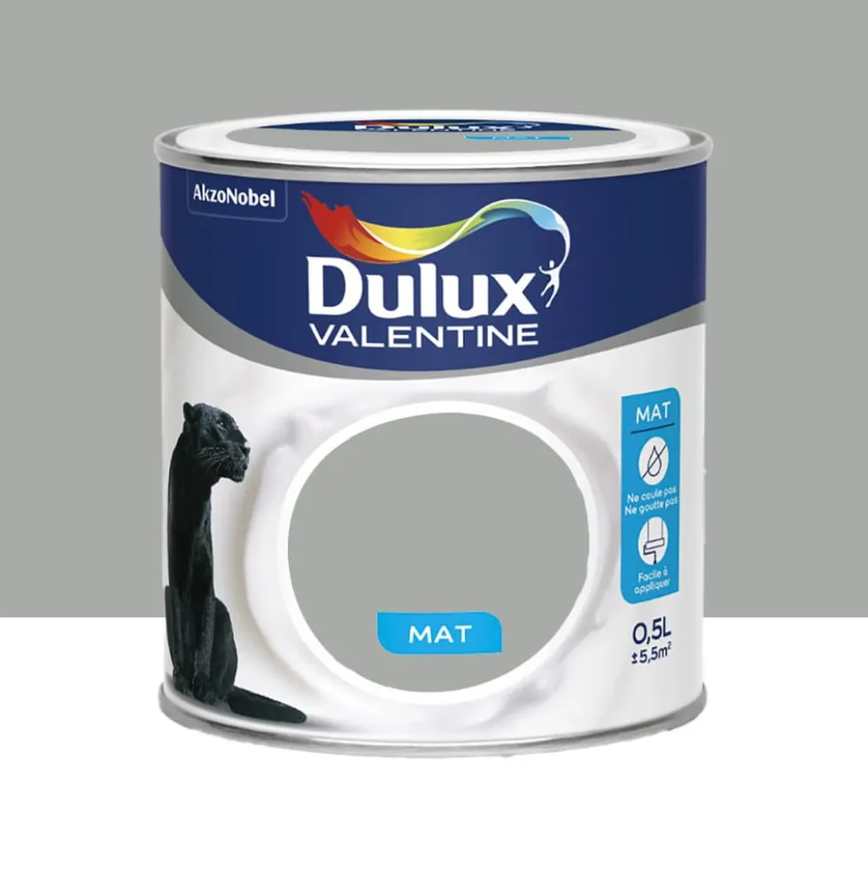 Peinture acrylique mat DULUX VALENTINE Crème de couleur Gris Alpaga