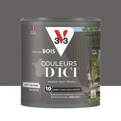 Peinture Acrylique pour Bois Extérieurs 10 ans V33 Couleurs d'ICI Velours Gris feutré