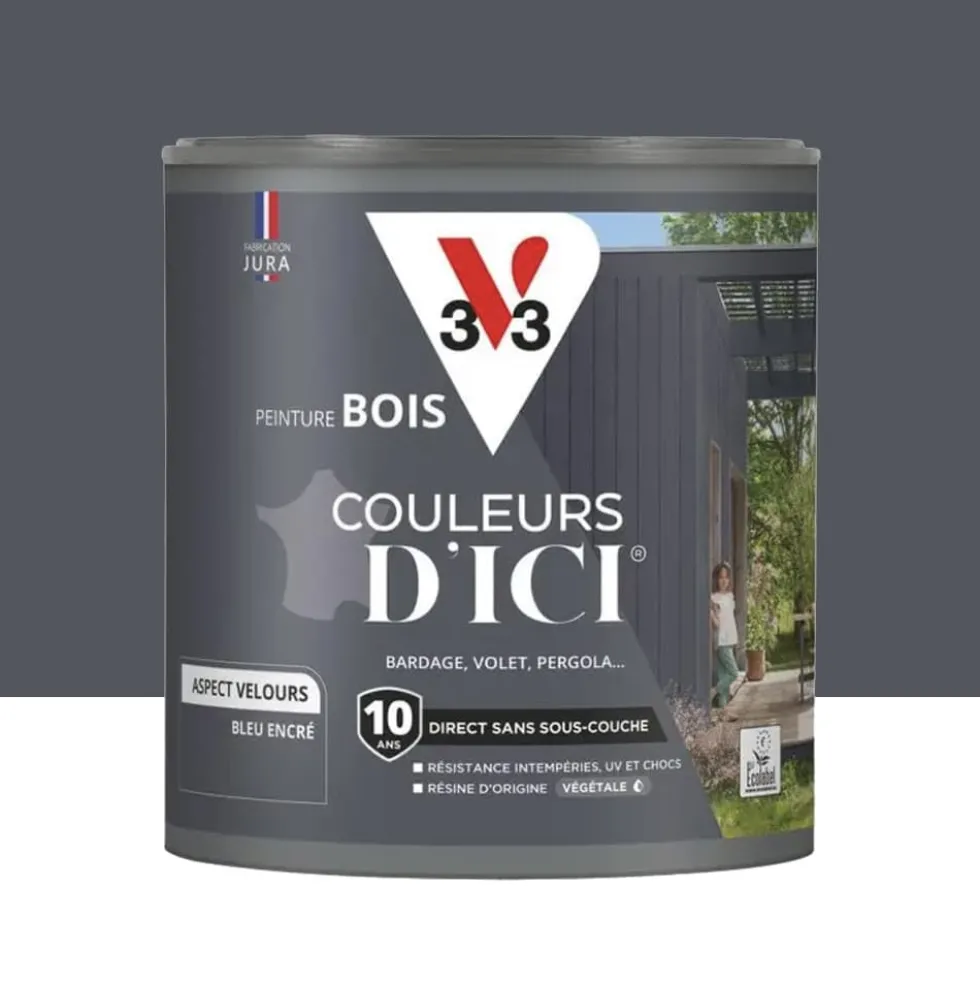 Peinture Acrylique pour Bois Extérieurs 10 ans V33 Couleurs d'ICI Velours Bleu encré