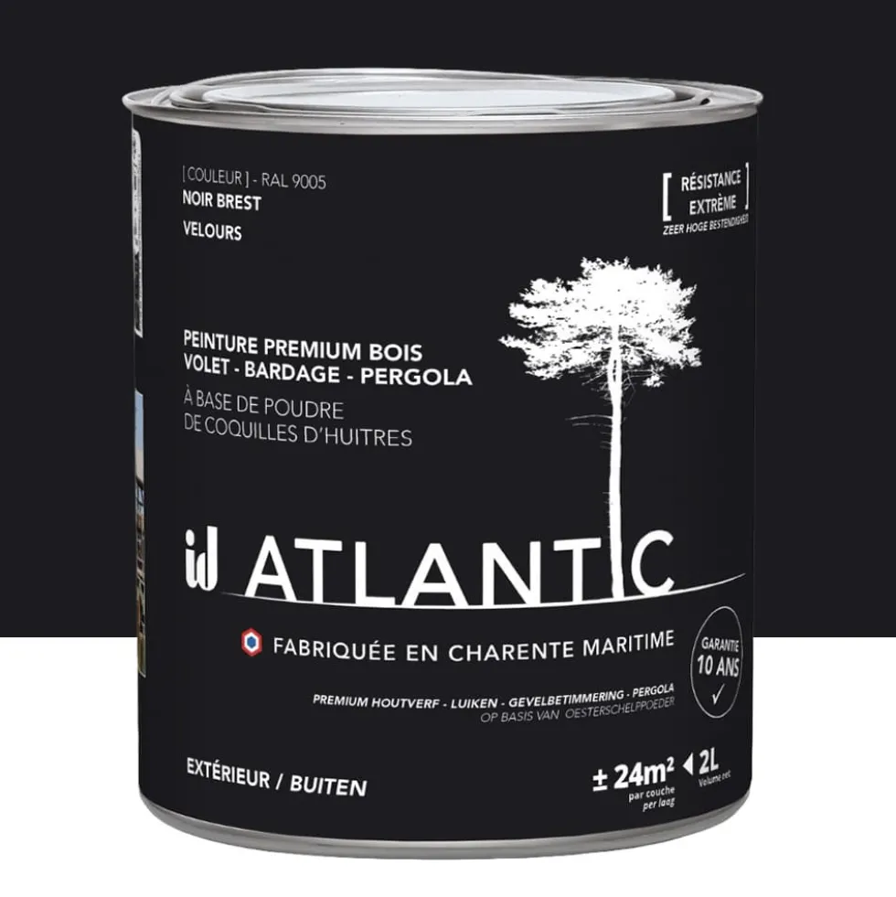 Peinture acrylique pour boiseries extérieures ID Atlantic Noir Brest Velours