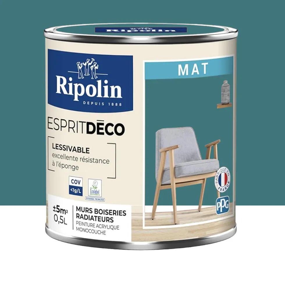 Peinture acrylique RIPOLIN Esprit Déco Mat Bleu pop