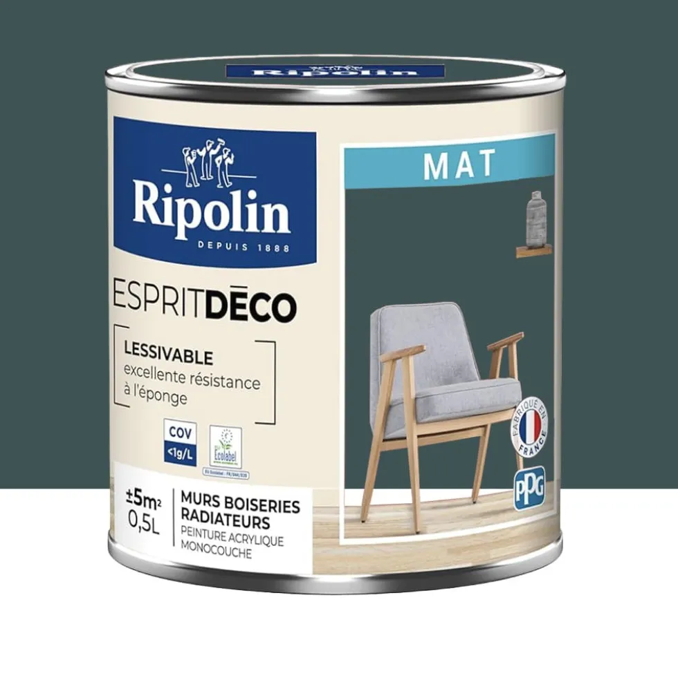 Peinture acrylique RIPOLIN Esprit Déco Mat Vert armerie
