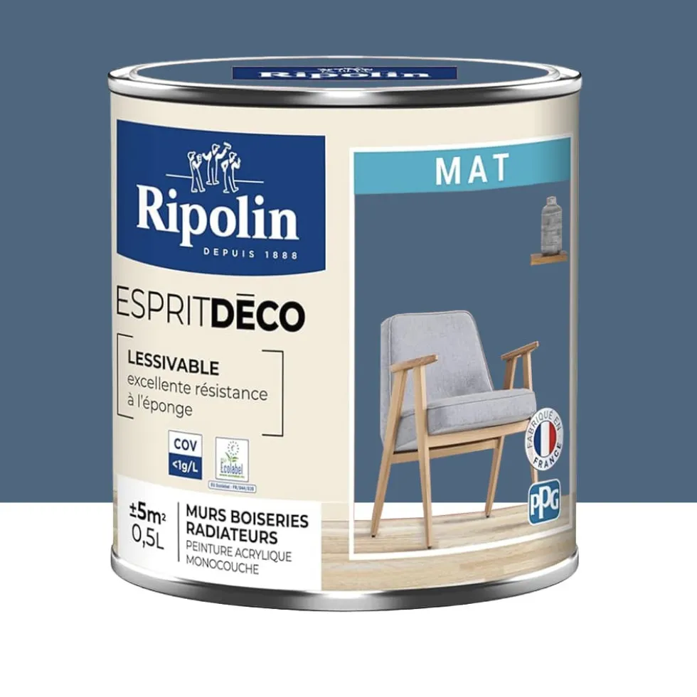 Peinture acrylique RIPOLIN Esprit Déco Mat Bleu seram