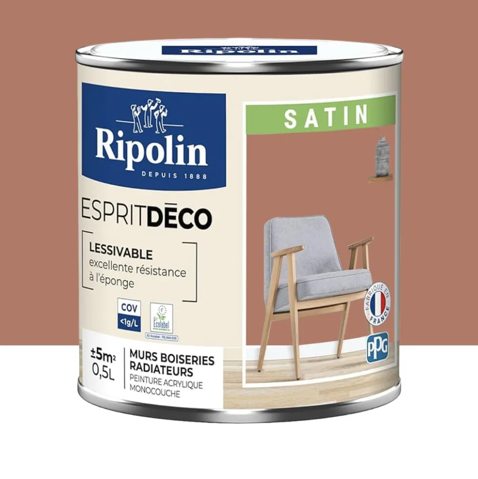 Peinture acrylique RIPOLIN Esprit Déco Satin Ocre nubie