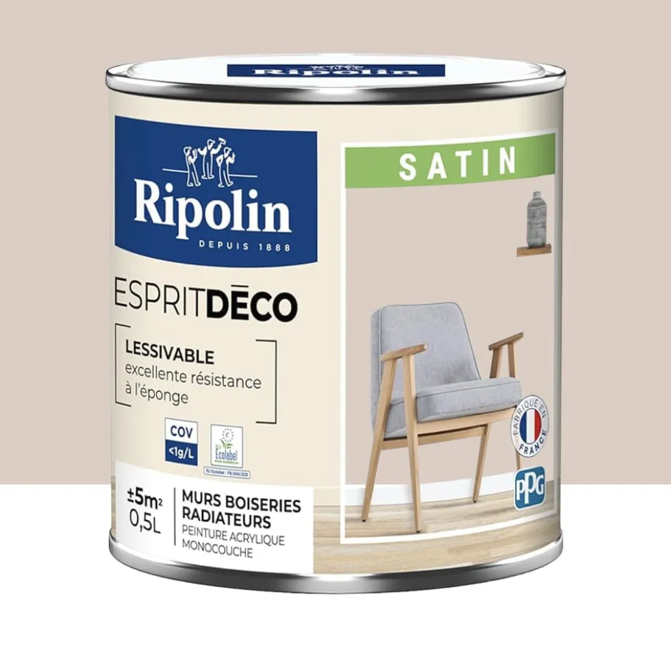 Peinture acrylique RIPOLIN Esprit Déco Satin Café au lait