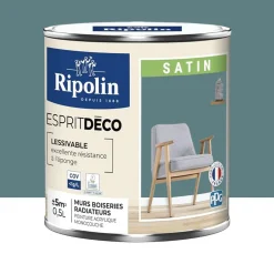 Peinture acrylique RIPOLIN Esprit Déco Satin Bleu melville